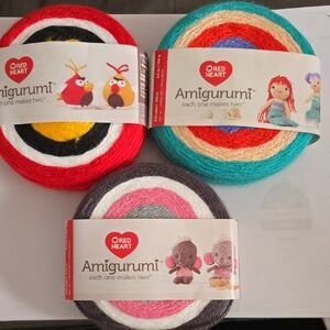 Red Heart Amigurumi Yarn Set - Red, Yellow, Blue, Gray